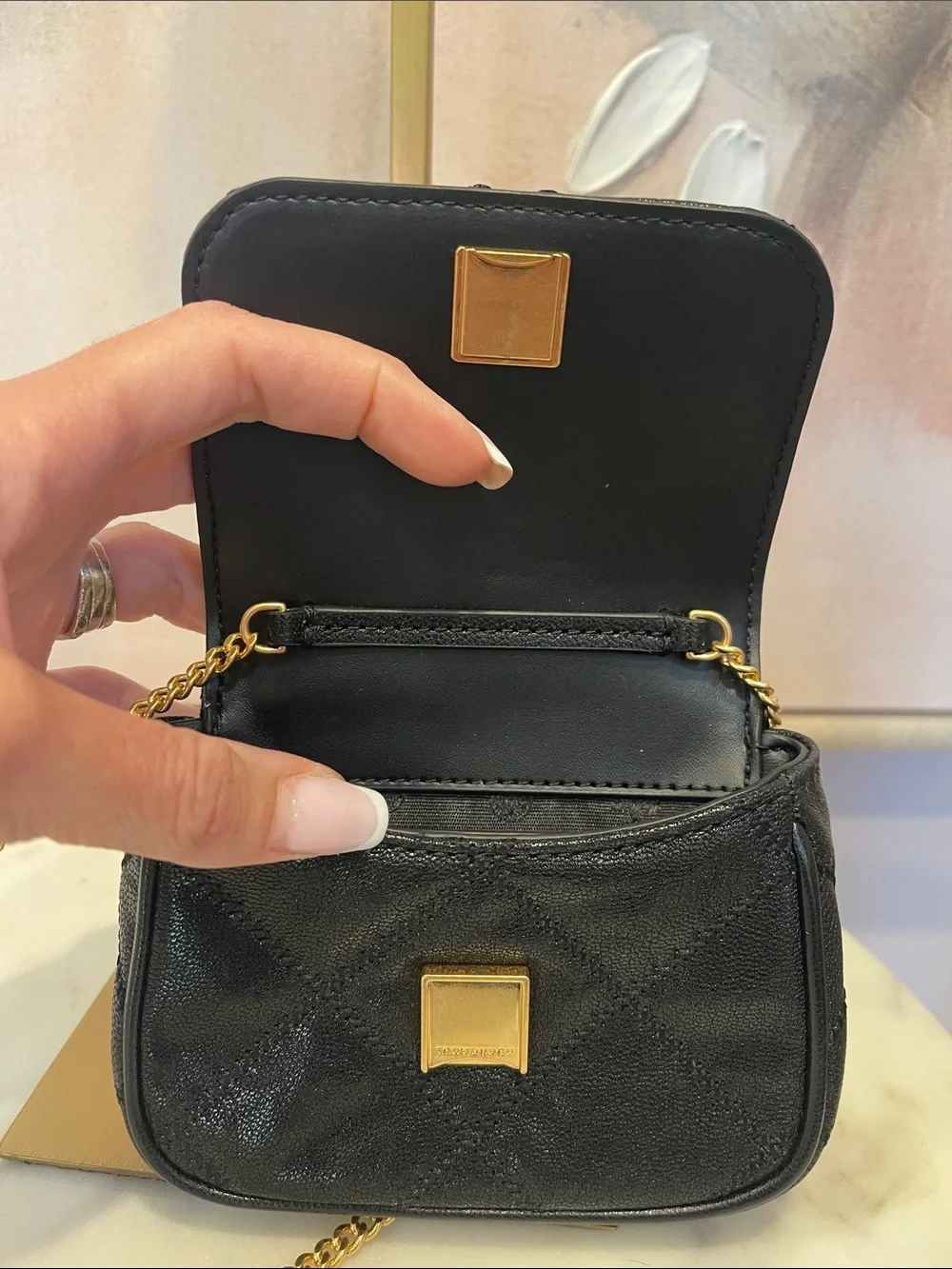 NWT Tory Burch Black Willa Micro Crossbody with Gold Logo